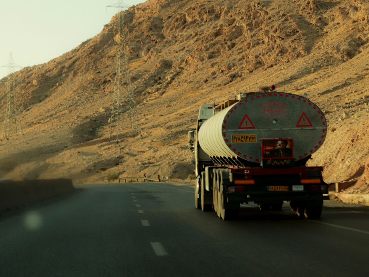Fuel tanker on the open road en route to a delivery