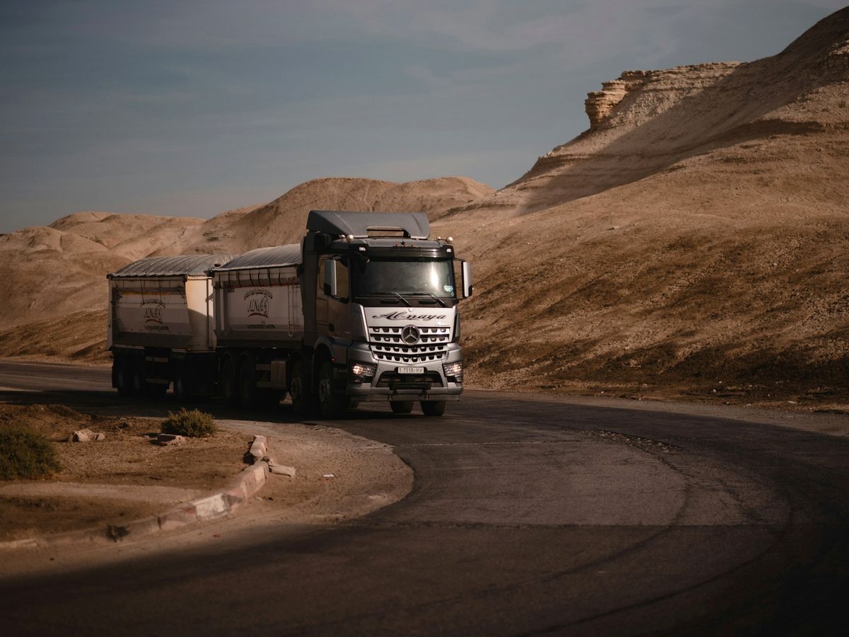 Long-haul trucks travelling a main freight route