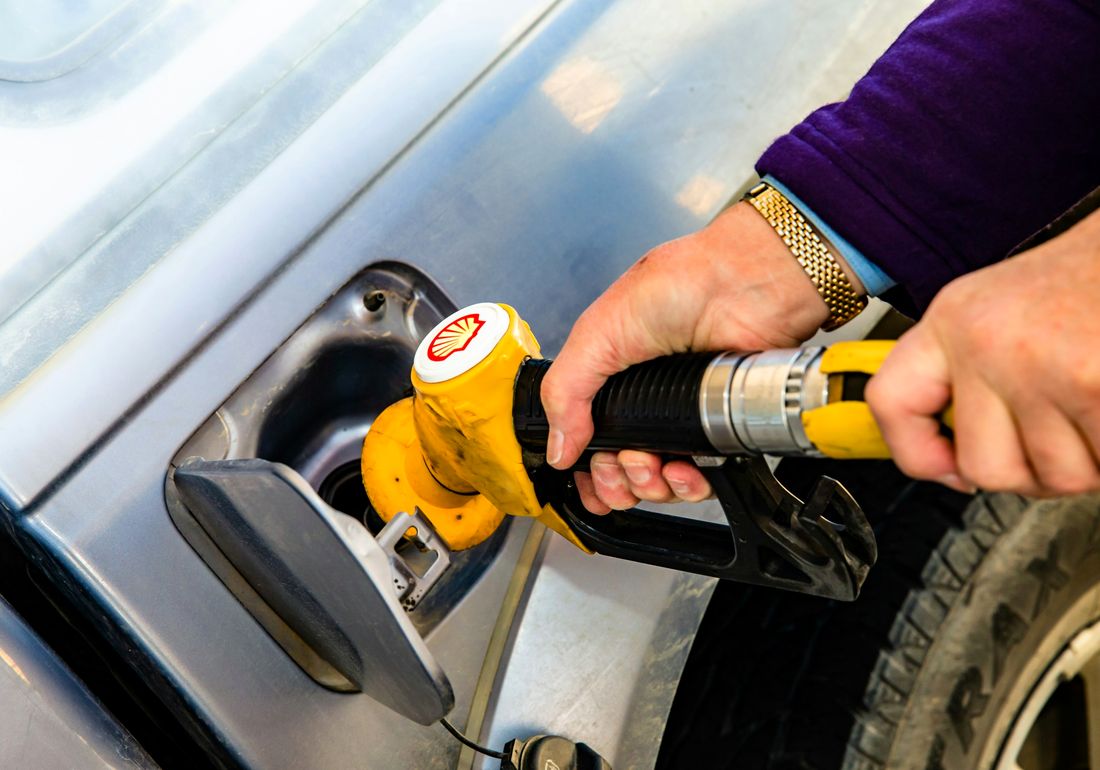 Bulk diesel being dispensed from a fuel pump nozzle